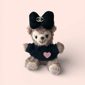 LinaBell Bear Plush Keychain Soft Cute Bow Black Sweater Pink Pin Gift